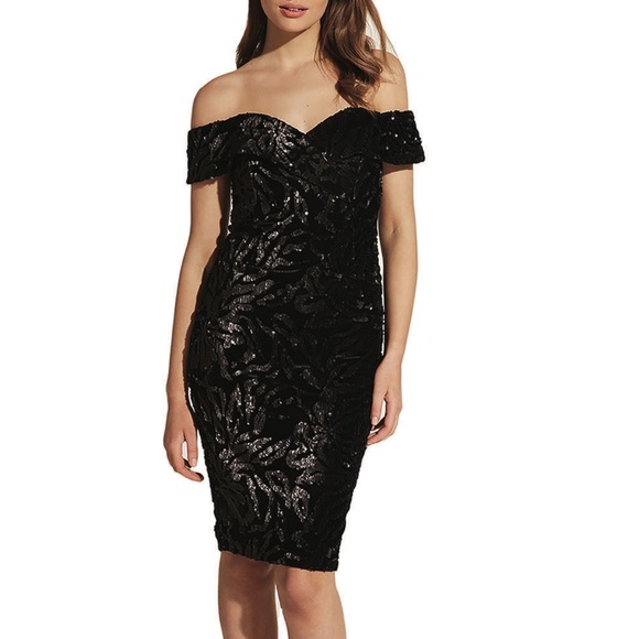 Bardot Dresses & Skirts - BARDOT SEQUIN VELVET DRESS IN BLACK XS EUC